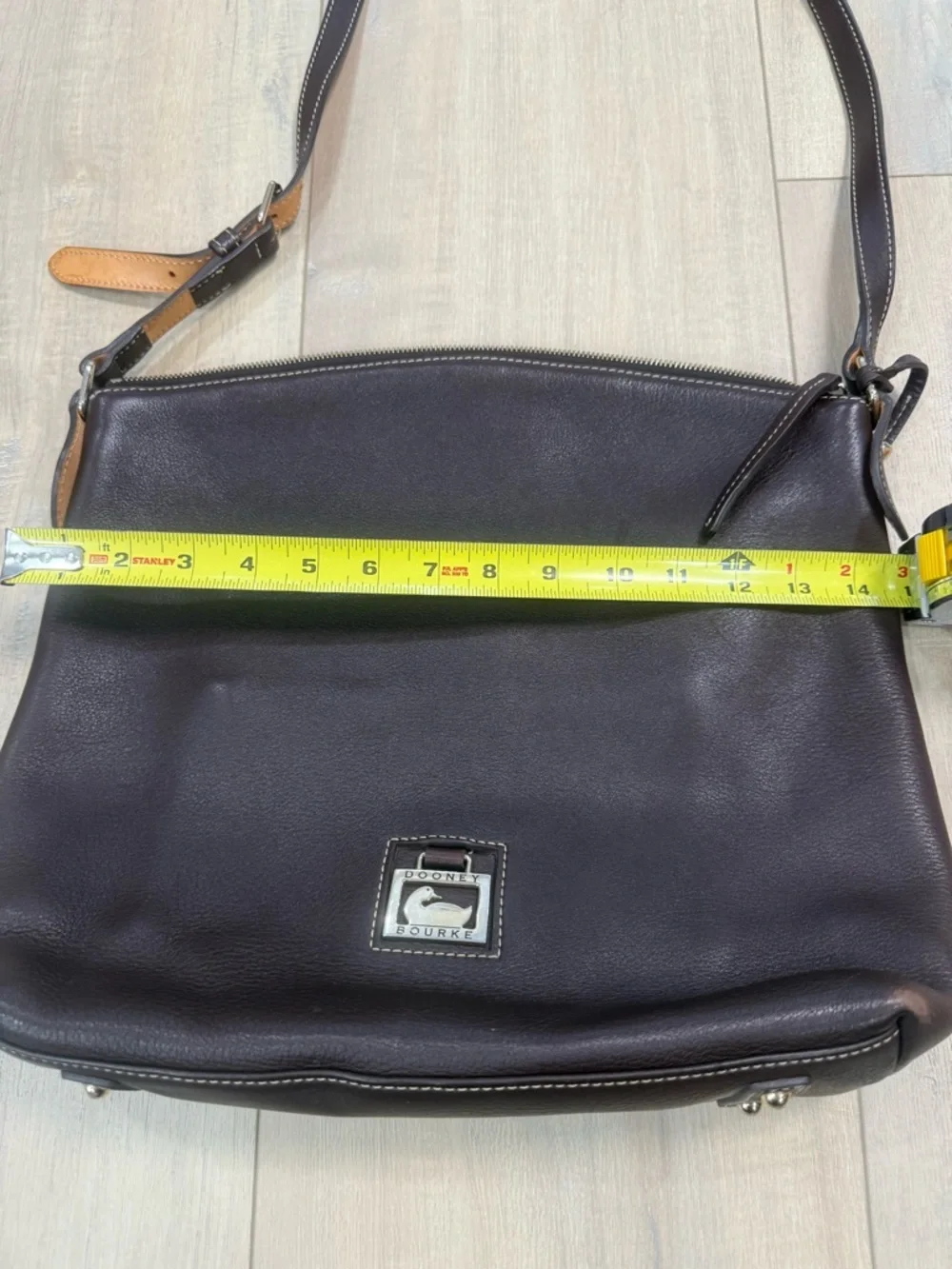 Dooney & Bourke Black Leather Hobo with Tan Strap